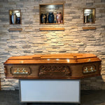 Irish Made Panelled Side Two Tone Last Supper Coffin Complete With Mounting