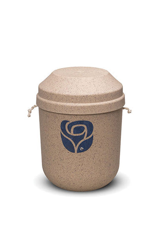 Bio Urn for ground burial brown colour with rose.