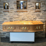 Irish Made Semi Solid Oak Panelled Side Coffin Complete With Mounting